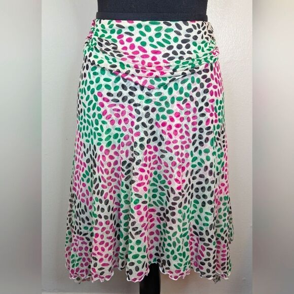 Diane von Furstenberg Rainbow Leaves Silk Dopamine Dressing Whimsical Skirt 10 - Picture 1 of 8